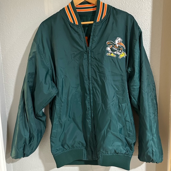Vintage Miami  Florida Hurricanes patched   reversible jacket size L nwot - Picture 6 of 11